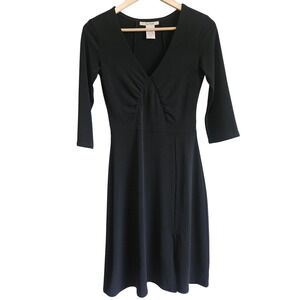 Vintage Free People Black Midi Dress Fit Flare Y2K Classic Timeless Womens XS